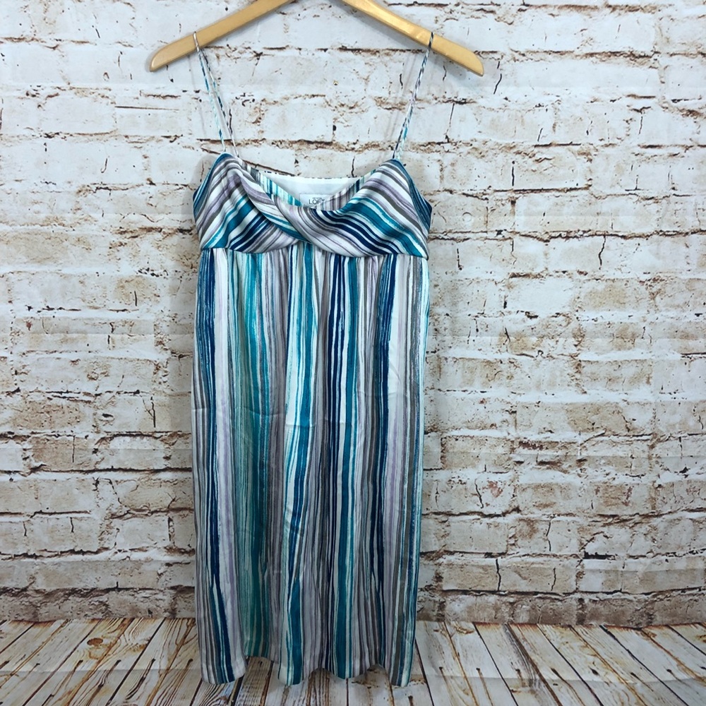 Ann Taylor Loft Dress Satin sleeveless new stripe